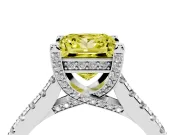 Princess Cut Hidden Halo Engagement Ring Setting for a Fancy Yellow Lab-Grown Diamond | Claw Prongs | Sterling Silver