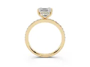 Asscher Cut Hidden Halo Pavé Engagement Ring Setting | Micro Pavé Band | Yellow Gold