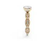 Princess Cut Vintage Milgrain Engagement Ring Setting | Graduated Stations | Yellow Gold