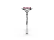 Emerald Cut Floral Petal Engagement Ring Setting for a Fancy Pink Lab-Grown Diamond | Petal Accents | White Gold