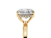 Radiant Cut Hidden Halo Solitaire Engagement Ring Setting | Thin Wire Band | Yellow Gold