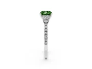 Cushion Cut Three Stone Engagement Ring Setting for a Fancy Green Lab-Grown Diamond | Pave Shoulders | Platinum