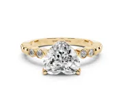 Heart-Shaped Beaded Solitaire Engagement Ring Setting | Bezel Accents | Yellow Gold