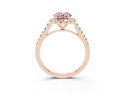 Oval Halo Engagement Ring Setting for a Fancy Pink Lab-Grown Diamond | Pave Shoulders | Rose Gold