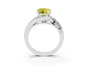 Fancy Yellow Heart Cut Diamond Halo Ring Set in Silver with Marquise and Pavé Band in Prong Setting