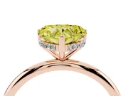Fancy Yellow Heart Cut Diamond Solitaire Engagement Ring Set in Rose gold with Prong Setting and Polished Band