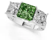 Princess Cut Engagement Ring Setting for a Fancy Green Lab-Grown Diamond | Sterling Silver - Design NV-24920