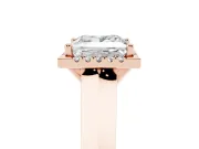 Princess Cut Halo Engagement Ring Setting | Knife-Edge Band | Rose Gold
