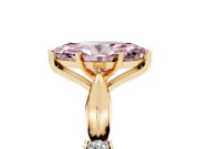 Fancy Pink Marquise Cut Diamond Solitaire Twisted Band Ring Set in Yellow gold with Accent Stones and Prong Setting
