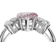 Heart-Shaped Three Stone Engagement Ring Setting for a Fancy Pink Lab-Grown Diamond | Plain Band | Platinum