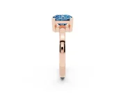 Fancy Blue Radiant Cut Diamond Solitaire Ring Set in Rose gold with Prong Head and Smooth Polished Band
