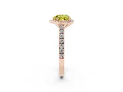 Fancy Yellow Heart Cut Diamond Halo Engagement Ring Set in Rose gold with Pavé Band and Prong Setting