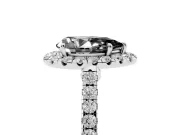 Pear-Shaped Halo Engagement Ring Setting for a Black Center | Pavé Shoulders | Sterling Silver