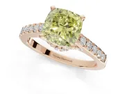Cushion Cut Pavé Solitaire Engagement Ring Setting for a Fancy Yellow Lab-Grown Diamond | Crossover Gallery | Rose Gold