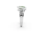 Fancy Green Pear Cut Diamond Bezel Bypass Ring Set in Silver with Round Accents
