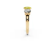 Round Three Stone Engagement Ring Setting for a Fancy Yellow Lab-Grown Diamond | Large Round Side Stones | Yellow Gold