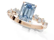 Emerald Cut Graduated Solitaire Engagement Ring Setting for a Fancy Blue Lab-Grown Diamond | Rose Gold