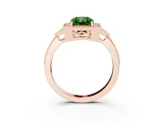 Fancy Green Radiant Cut Diamond Halo Engagement Ring Set in Rose gold with Milgrain Pavé Band