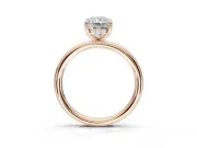 Radiant Cut Hidden Halo Engagement Ring Setting | Thin Plain Band | Rose Gold