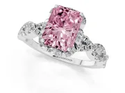 Radiant Cut Halo Engagement Ring Setting for a Fancy Pink Lab-Grown Diamond | Sterling Silver - Design NV-24725