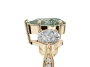 Pear-Shaped Three Stone Engagement Ring Setting for a Fancy Green Lab-Grown Diamond | Tapered Pave Band | Yellow Gold