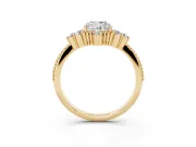 Cushion Cut Vintage Cluster Engagement Ring Setting | Beaded Edges | Yellow Gold