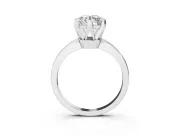 Round Cut Diamond Solitaire Engagement Ring Set in Silver with Slim Tapered Solitaire Band