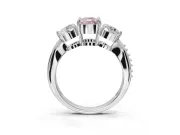 Cushion Cut Three Stone Engagement Ring Setting for a Fancy Pink Lab-Grown Diamond | Tapered Pave Band | Platinum