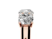 Cushion Cut Three Stone Engagement Ring Setting | Basket Prong Heads | Rose Gold