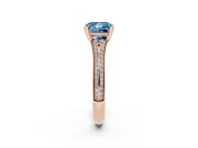 Princess Cut Split Shank Engagement Ring Setting for a Fancy Blue Lab-Grown Diamond | Pave Band | Rose Gold