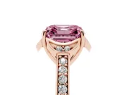 Asscher Cut Floral Pavé Engagement Ring Setting for a Fancy Pink Lab-Grown Diamond | Rose Gold