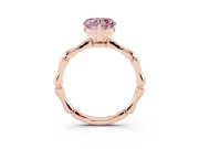 Fancy Pink Heart Cut Diamond Solitaire Ring Set in Rose gold with Bamboo Band and Prong Setting