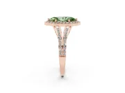 Marquise Split Shank Halo Engagement Ring Setting for a Fancy Green Lab-Grown Diamond | Rose Gold