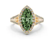 Marquise Split Shank Halo Engagement Ring Setting for a Fancy Green Lab-Grown Diamond | Yellow Gold