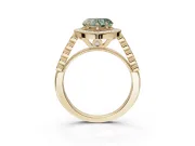 Heart-Shaped Graduated Milgrain Halo Engagement Ring Setting for a Fancy Green Lab-Grown Diamond | Yellow Gold