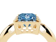 Princess Cut Halo Engagement Ring Setting for a Fancy Blue Lab-Grown Diamond | Plain Tapered Band | Yellow Gold