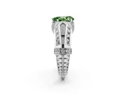 Fancy Green Pear Cut Diamond Vintage-Inspired Milgrain Ring Set in Platinum with Accent Split Shank