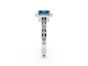 Asscher Cut Halo Engagement Ring Setting for a Fancy Blue Lab-Grown Diamond | Shared Prong Shoulders | Sterling Silver