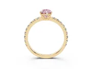 Pear-Shaped Pave Solitaire Engagement Ring Setting for a Fancy Pink Lab-Grown Diamond | Shared Prong Band | Yellow Gold