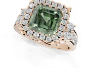 Asscher Cut Halo Engagement Ring Setting for a Fancy Green Lab-Grown Diamond | Graduated Channel Band | Rose Gold