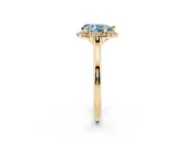 Pear-Shaped Halo Engagement Ring Setting for a Fancy Blue Lab-Grown Diamond | Plain Polished Band | Yellow Gold