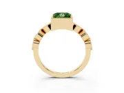 Fancy Green Princess Cut Diamond Vintage-Inspired Milgrain Ring Set in Yellow gold with Marquise Stations of Round Accents