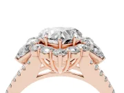 Heart Cut Diamond Halo Split Shank Engagement Ring Set in Rose gold with Prong-Held Center Stone