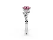 Fancy Pink Radiant Cut Diamond Solitaire Ring Set in Silver with Marquise Twist Band and Prong Setting