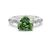 Heart-Shaped Graduated Solitaire Engagement Ring Setting for a Fancy Green Lab-Grown Diamond | Platinum