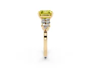 Asscher Cut Side Stone Engagement Ring Setting for a Fancy Yellow Lab-Grown Diamond | Shoulder Clusters | Yellow Gold