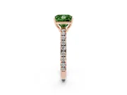 Princess Cut Pave Engagement Ring Setting for a Fancy Green Lab-Grown Diamond | Shared Prong Band | Rose Gold