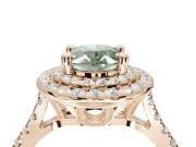 Oval Double Halo Engagement Ring Setting for a Fancy Green Lab-Grown Diamond | Pave Shoulders | Rose Gold