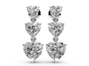 Heart Lab-Grown Diamond Graduated Triple Drop Earrings | Linked Hearts | Sterling Silver