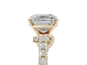 Asscher Cut Pavé Solitaire Engagement Ring Setting | Crossover Gallery | Yellow Gold